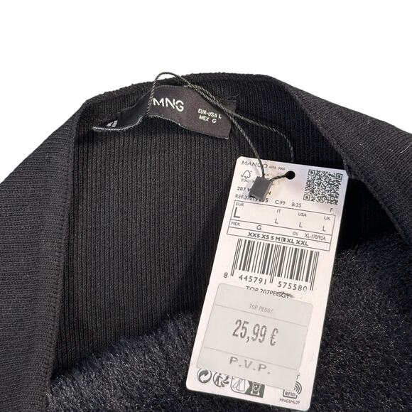 Mango Women's Peggy Knitted Top Black Bandeau Size L - Picture 5 of 6